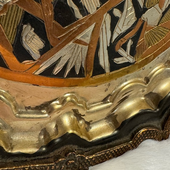 Decorative Vintage MCM Metal Brass Copper Wall Plate Egyptian Pharaoh Motif Rare - Picture 16 of 16